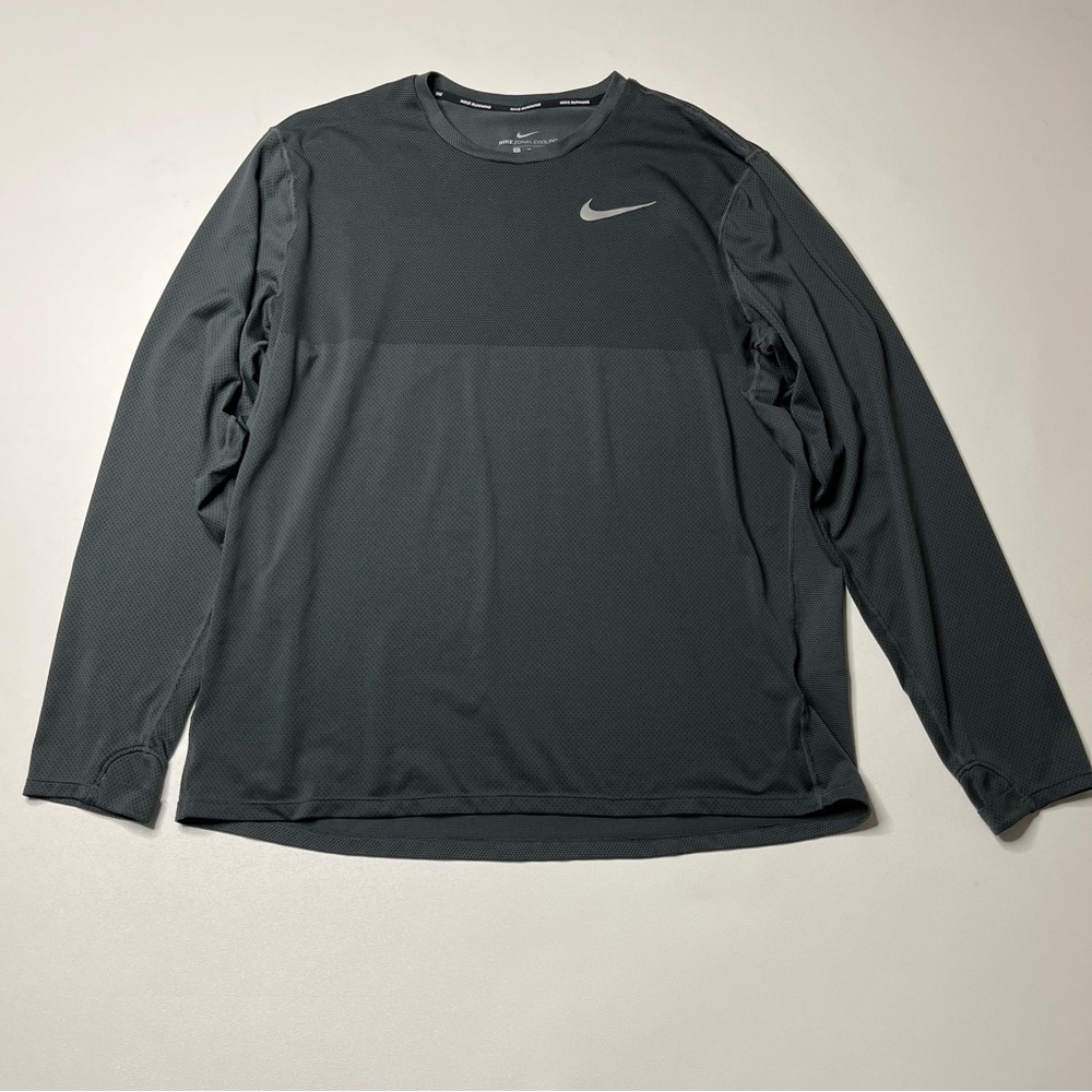 Nike Zonal Cooling Relay Shirt Mens Size XL Gray Long Sleeve Crew Neck